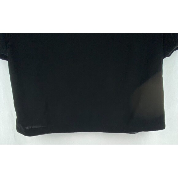 Gap Blouse Womens Medium Black Velvet Puff Sleeve Top Keyhole Ribbon Tie Holiday - Picture 12 of 12